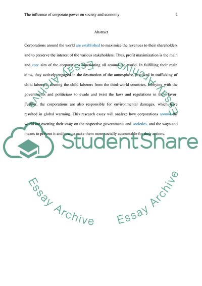 The Influence of Corporate Power on Society and Economy