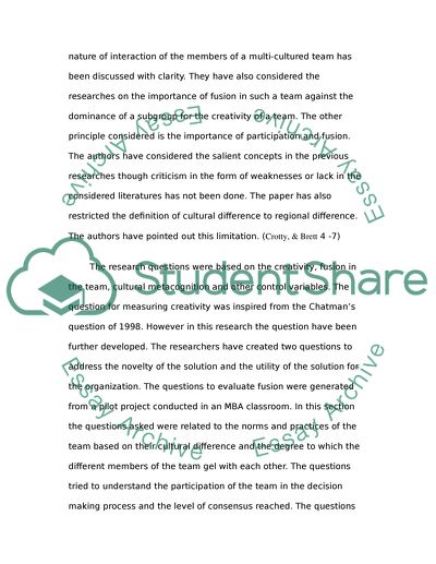 Fusing Creativity: Cultural Metacognition and Teamwork in Multicultural Teams