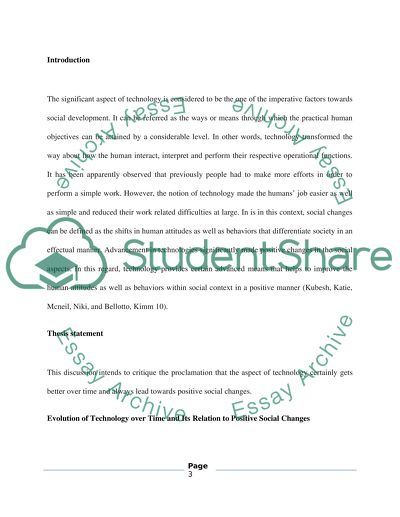 Technology Leads to Positive Social Changes