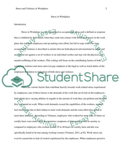 Stress and Violence in Workplace