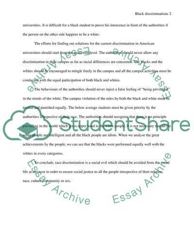 Black Discriminations in American Universities