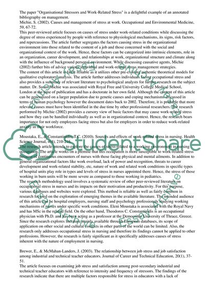 Organisational Stressors