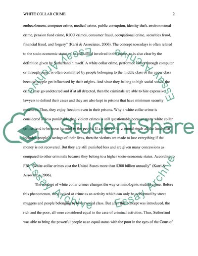 The Discovery of White Collar Crime