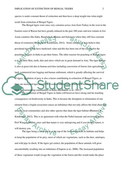 Implication of Extinction of Bengal Tigers