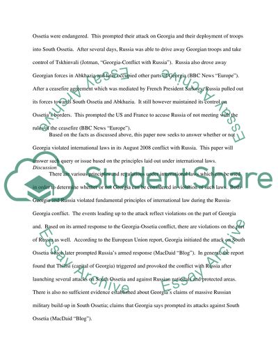 Did Georgia Violate international law in August 2008 conflict with Russia