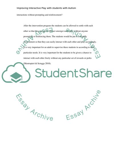 Improving Interactive Play for students with Autism