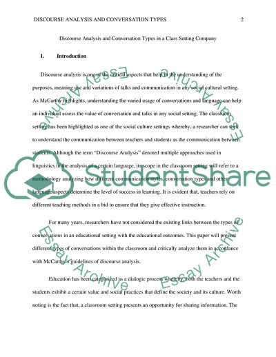 Conversation Types in a Class Setting Company