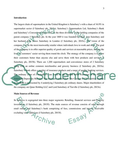 Interpretation of the Financial Statements of J Sainsbury Plc