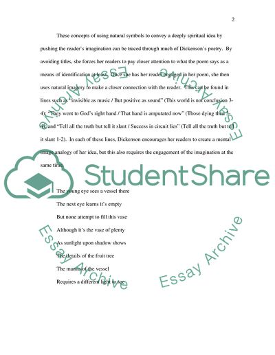 Analysis fo Emily Dickensons Poetry