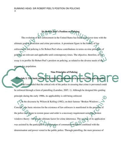 Sir Robert Peels Concept of Community Policing in Todays Society