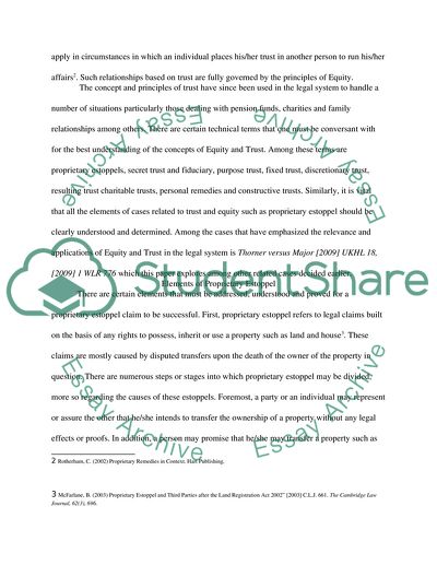 Equity and Trusts, Elements of Proprietary Estoppel