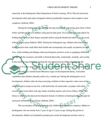 The connection between theories and child development at Kindergarten age