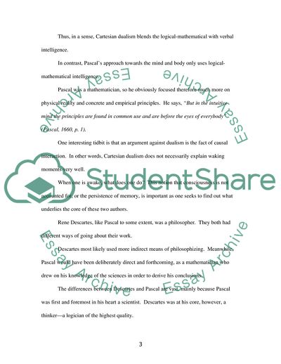 Mind and Body as Conceived by Descartes and Pascal