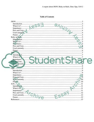 The Study of JSON, Ruby on Rails, Dart, Opa, X10