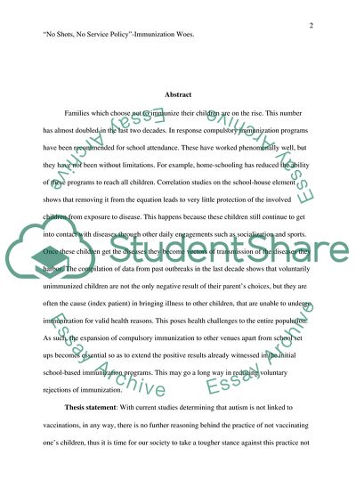 No Shots, No Service Policy