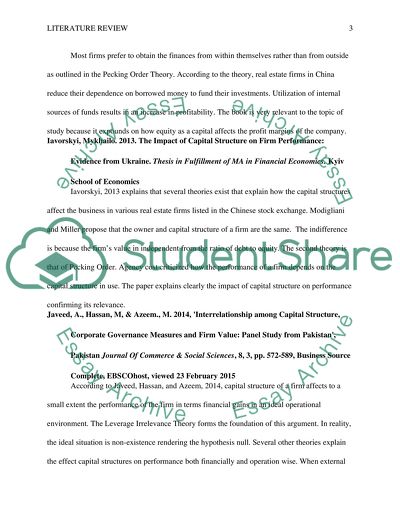 Capital Structure Impacts on Financial Performance of Real Estate in Chinese Stock Exchange