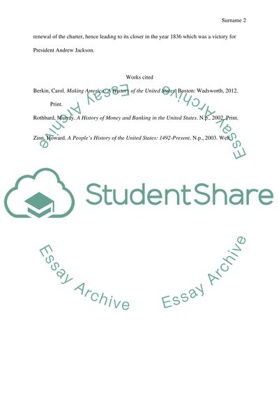 The presidency of Andrew Jackson and the Bank War