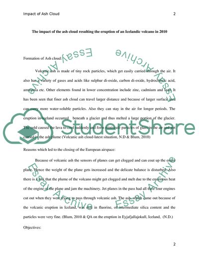 The Impact of the Ash Cloud Resulting the Eruption of an Icelandic Volcano In 2010