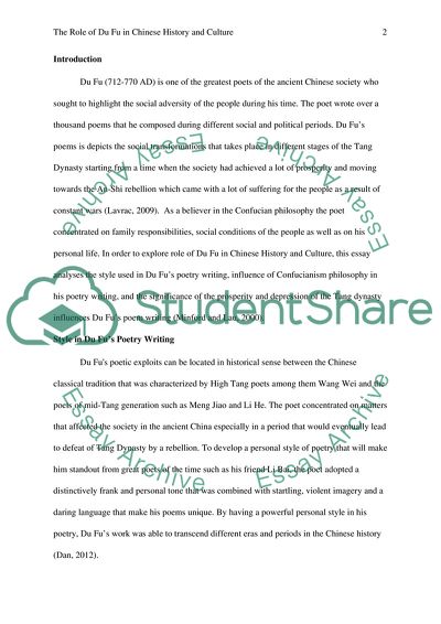 The Role Played by Du Fu in the Chinese History