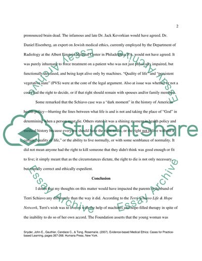 Case analysis on Terri Schiavo