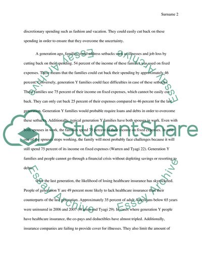 Changes in Family and Personal Finances in the Last Generations