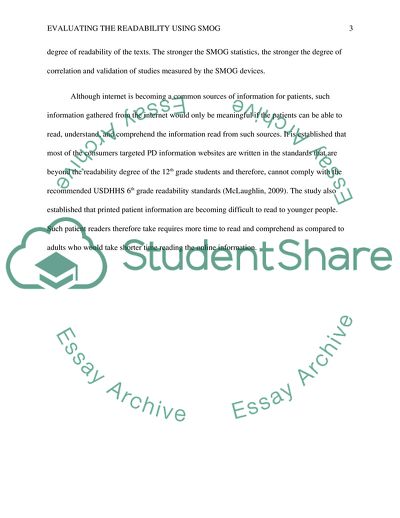 Evaluating the Readability using SMOG