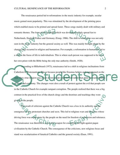 Cultural Significance Of The Reformation During The Renaissance