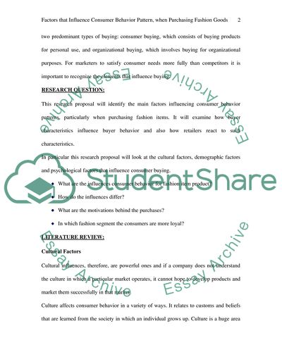 Factors that Influence Consumer Behavior Patterns, when Purchasing Fashion Items