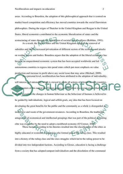 Neoliberalism and Impacts on Education