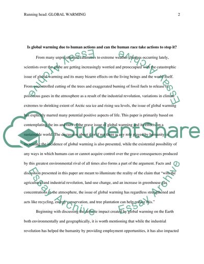 Is global warming due to human actions Can the human race take action to stop global warming