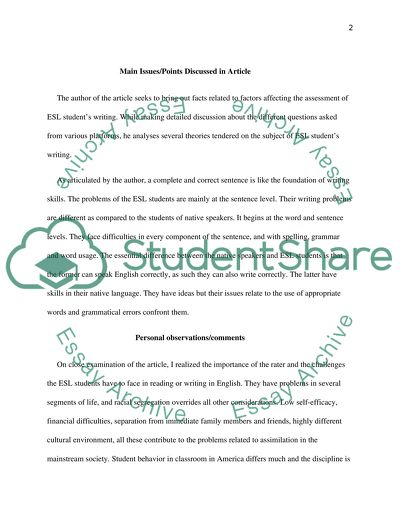Article response paper