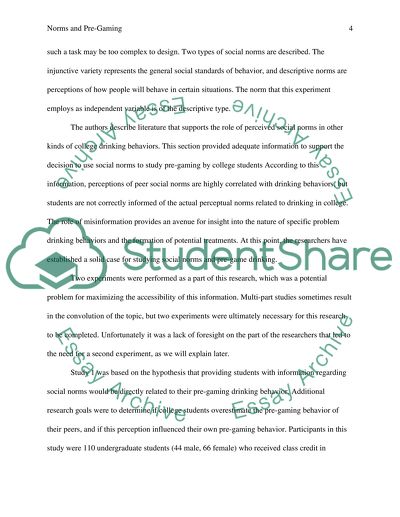 Descriptive Norms and Pre-Gaming Behavior