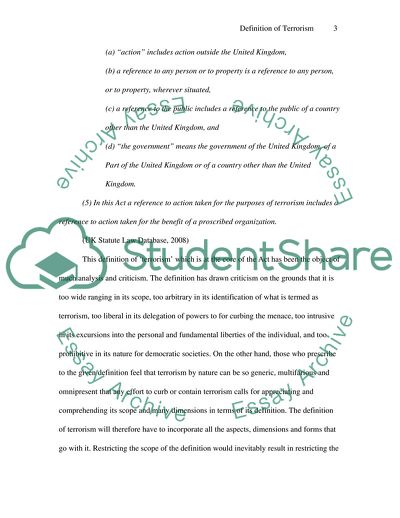 Analyzing the Definition of Terrorism in the Terrorism Act, 2000
