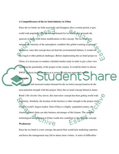 Competitiveness of the Ice Hotel Industry in China