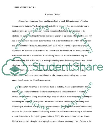 How does Implementation of Literature Circles Affect Student Performance on Literature Assessments