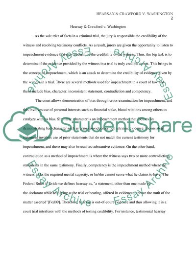 Hearsay & Crawford v. Washington