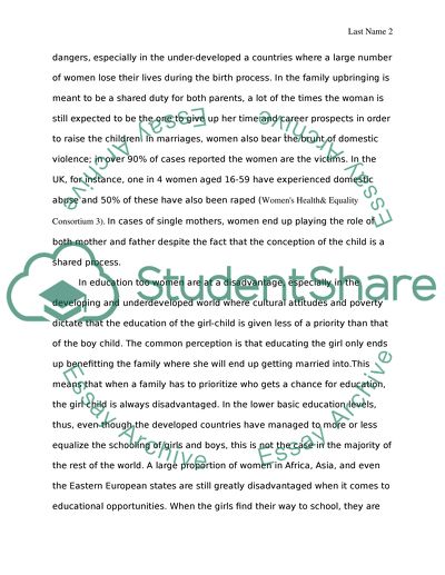 Shame of Women Still Being Disadvantaged