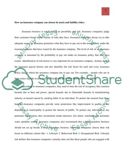 Risk Allocation for an Insurance Company