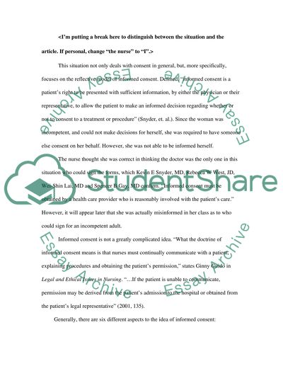 Nursing via a Reflective Model