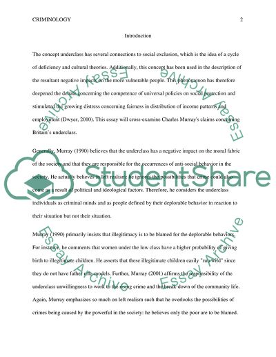 Charles Murrays Claims Concerning Britains Underclass