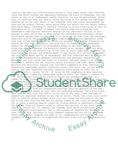 Case Brief: Wyeth v. Levine