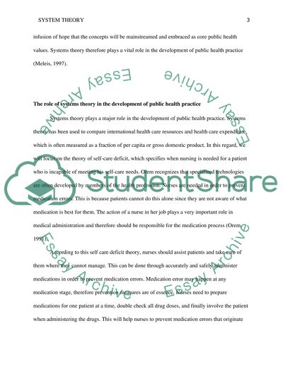 The Role of Systems Theory in the Development of Public Health Practice