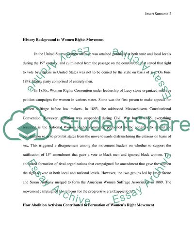 Womens Right Movement of 19th Century