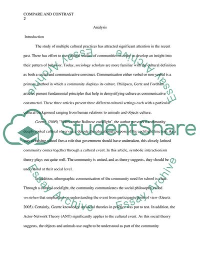 Compare and contrast analysis paper