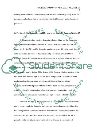 Advising Samantha and Adam against A1