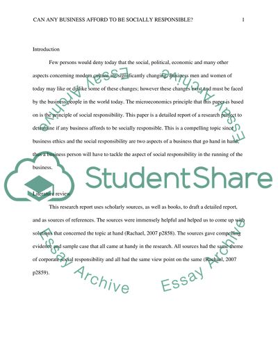 Can any business afford to be socially responsible