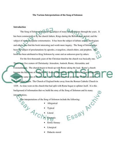 The Various Interpretations of the Song of Solomon