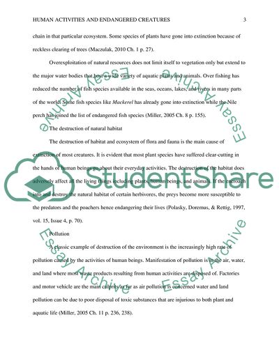 Effects of Human Activities on Endangered Species