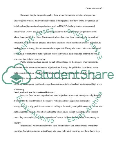 The Role of Environmental Management