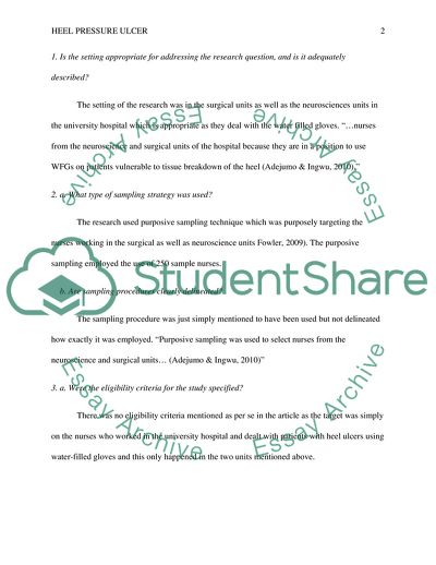 Nurses Use of Water-Filled Gloves in Preventing Heel Pressure Ulcer